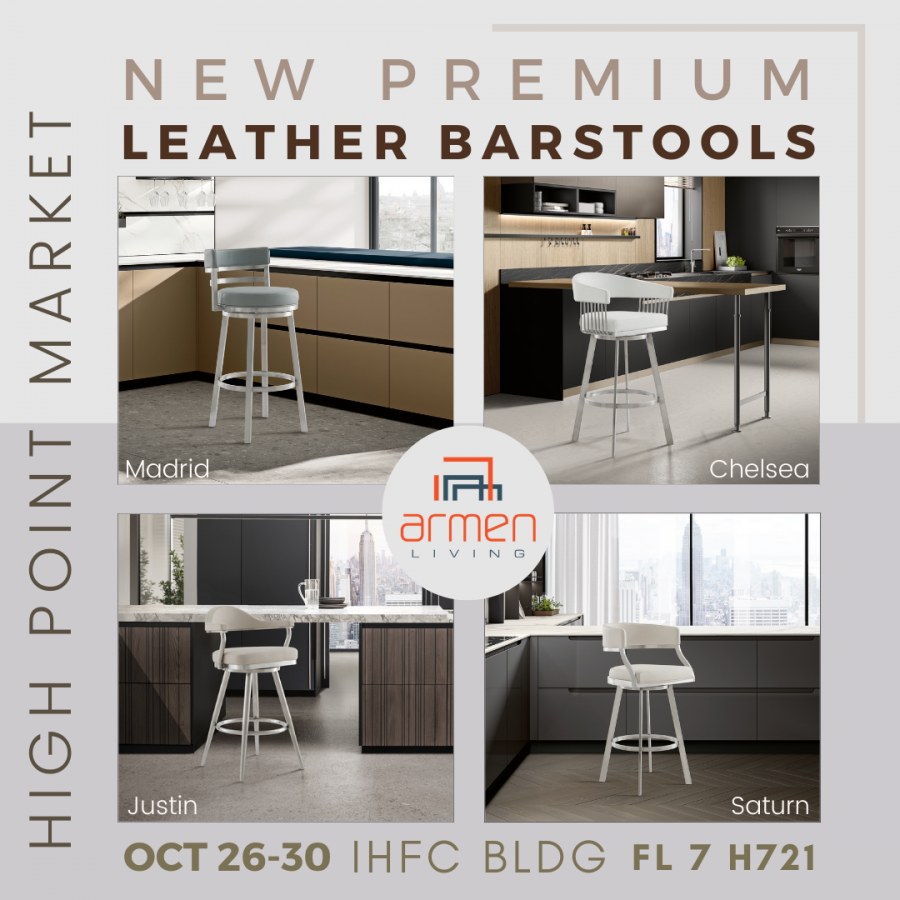 Armen Living's new Collection of Premium Barstools offers an affordable luxury price point that pairs brushed stainless steel frames, with top grain leather .