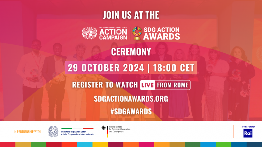 Join us at the 2024 UN SDG Action Awards Ceremony LIVE from Rome on 29 October 2024