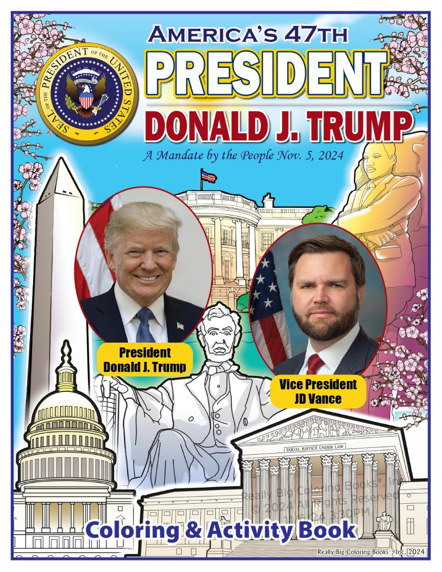 47th President of the United States - Donald J Trump and Vice President JD Vance Coloring Book