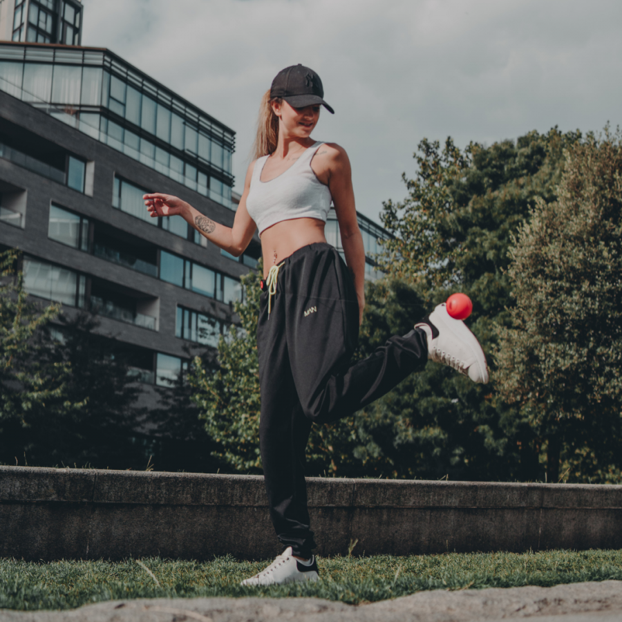 Footzyball Skill Fidget attaches to your pants for active fun play