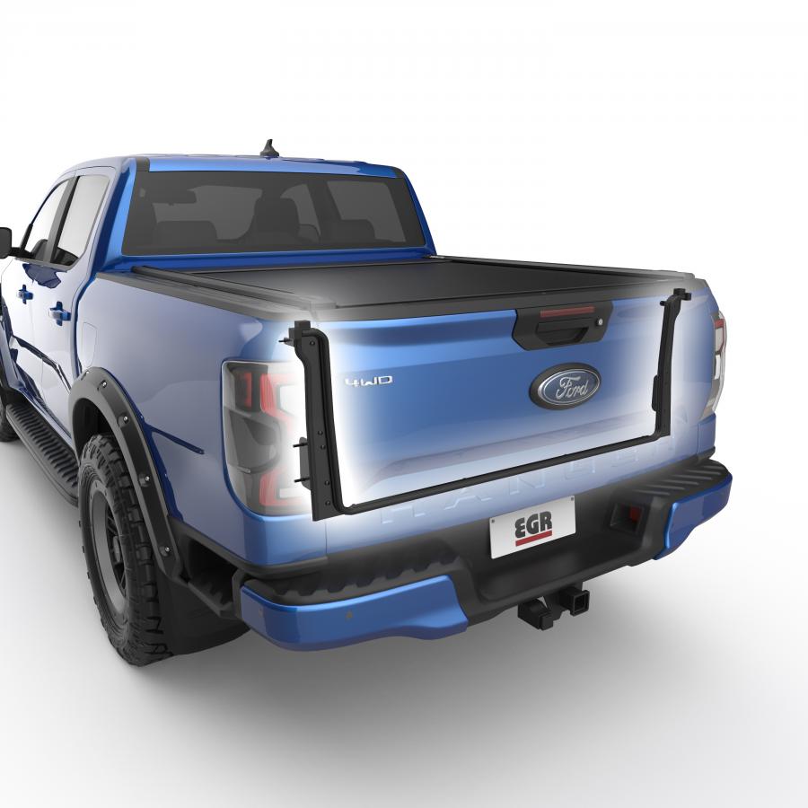 blue ford ranger truck bed with a dust defense kit