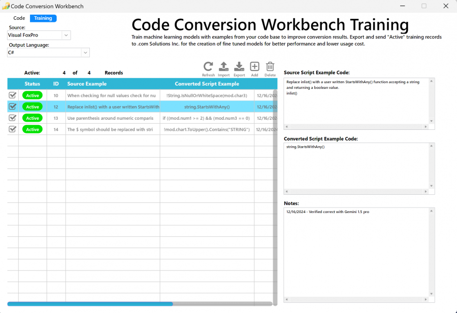 Code Conversion Workbench Training - FoxPro to C#