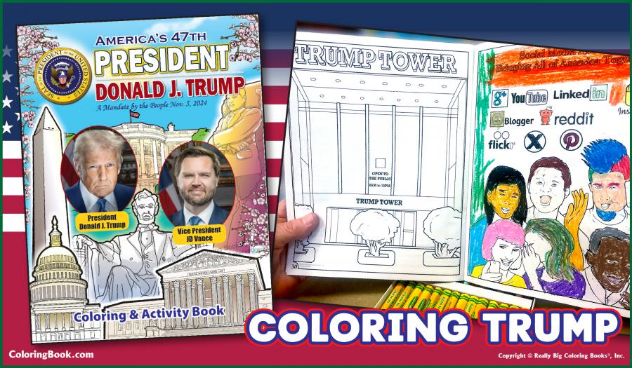 Coloring inside the Trump Presidential Coloring Book