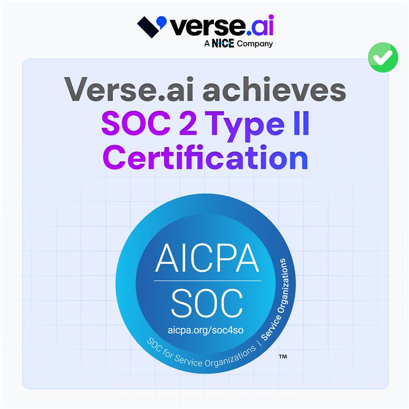 Verse certified SOC 2 Type II compliant