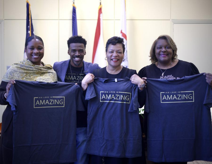 Apostle Mardia Scott is joined by New Orleans Mayor LaToya Cantrell and her staff to celebrate the designation of January 1 as Amazing Love of God D. A. A. Y. (Declaring an Amazing Year) Day.  Photo: Corey Kennedy