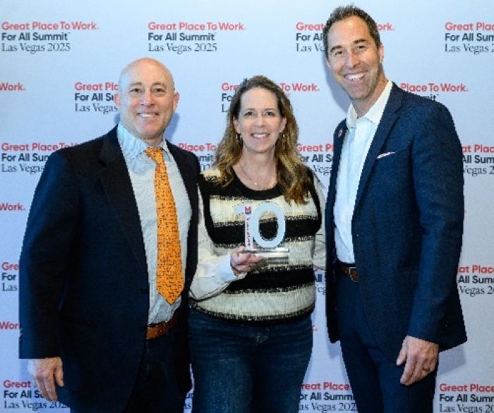 Mike Maiorino and Sandi Mundt of Ascend Receive Award from Paul Wolcott of Great Place To Work
