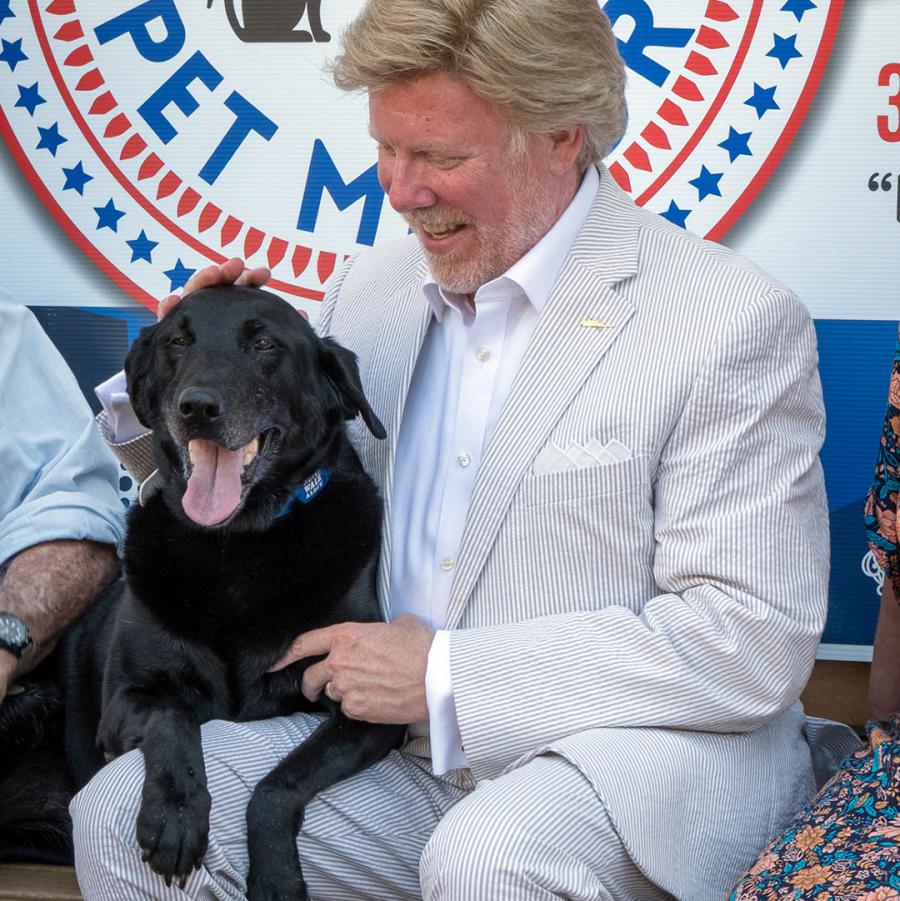 Natchez Mayor Dan Gibson with his new four-legged counterpart, Natchez Pet Mayor MaryFrances.