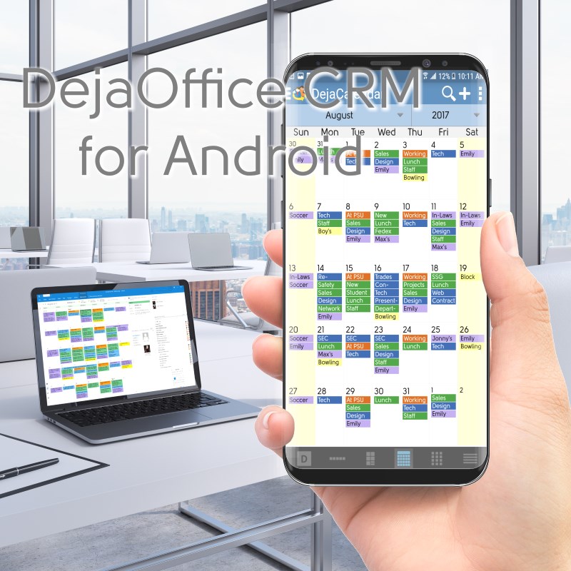 DejaOffice CRM for Android with Outlook Sync using CompanionLink