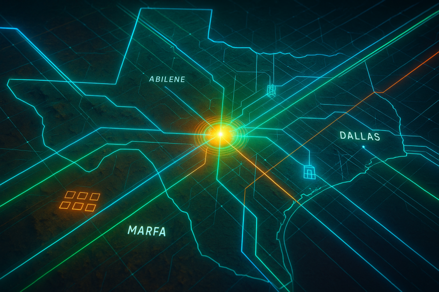 This data center, AI Farm, or Crypto site for sale is represented by an Immersive 3D image of a GPU farm using liquid cooling, placed adjacent to energy infrastructure and BESS, illustrating Texas's AI compute readiness.