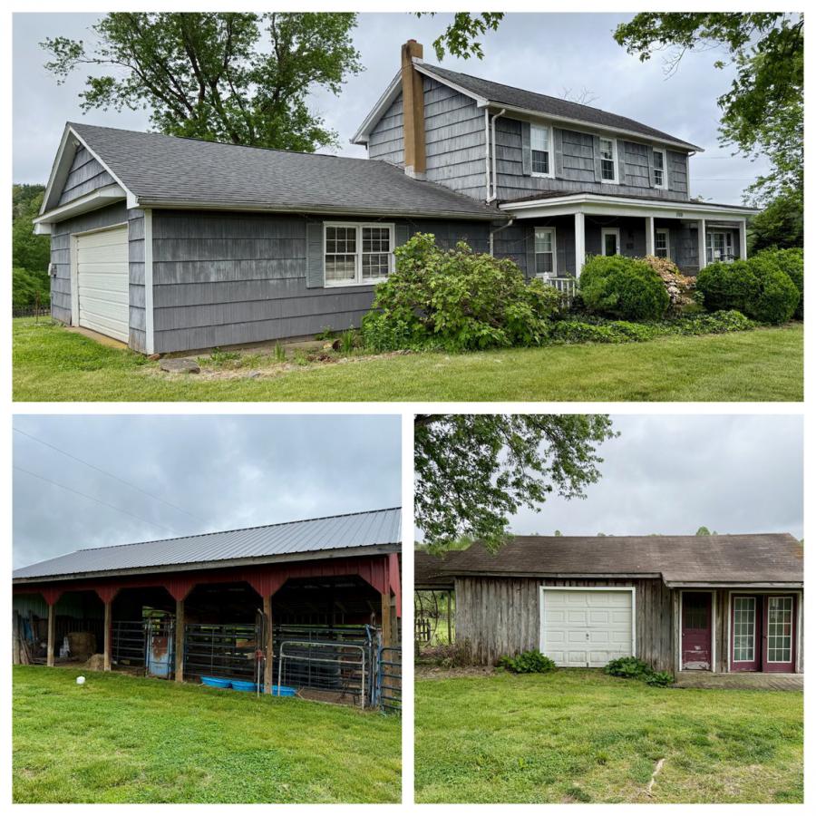 3 BR/2 BA home with a large attached 2 car garage on 5.5 +/- acres, 2 barns, shop w/shed-off, 2 chicken coops, partially fencing, and a creek and an adjacent 6.3 +/- acre land parcel with partial fencing, road frontage, and a creek