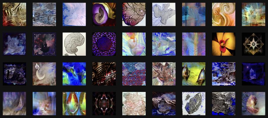 AI-generated visuals using line art, abstract textures, and painterly inputs processed without prompt using Freeform Diffusion from Playform AI