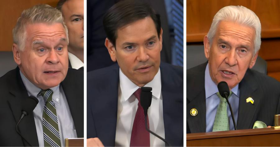 Representative Chris Smith (R-NJ), Secretary of State Marco Rubio, Representative Jim Costa (D-CA)