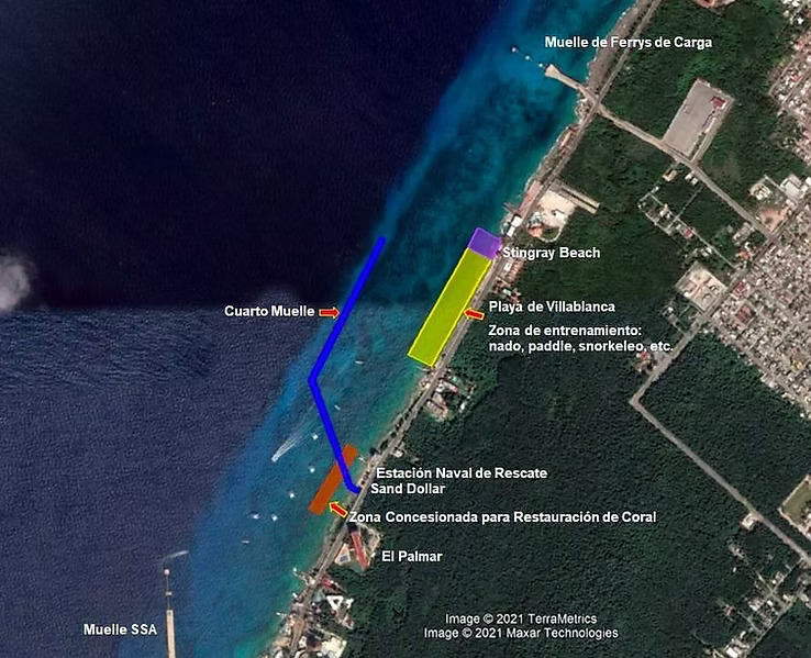 Muelles del Caribe SA de CV announced this week that it has received final approval to construct a fourth cruise ship pier directly over the Villa Blanca Reef system following a legal process that began three years ago The area that will be destroyed by the new Pier