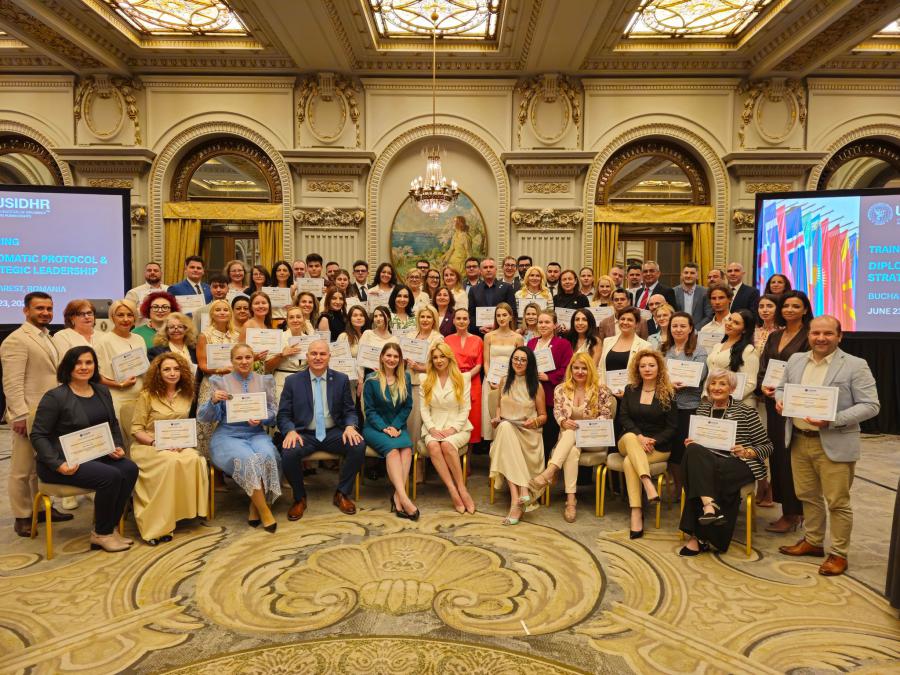 Graduates of USIDHR Diplomatic Protocol and Strategic Leadership training in Bucharest, Romania