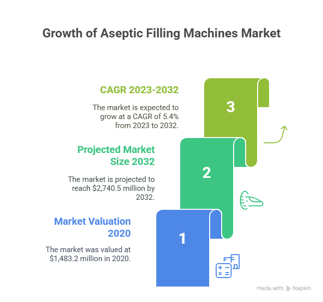 According to a new report published by Allied Market Research, titled, “𝐀𝐬𝐞𝐩𝐭𝐢𝐜 𝐅𝐢𝐥𝐥𝐢𝐧𝐠 𝐌𝐚𝐜𝐡𝐢𝐧𝐞𝐬 𝐌𝐚𝐫𝐤𝐞𝐭," The Global Aseptic Filling Machines Market Size was valued at $1,483