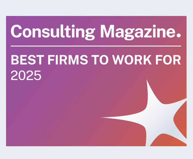 The official award badge for Consulting Magazine's Best Firms to Work For 2025