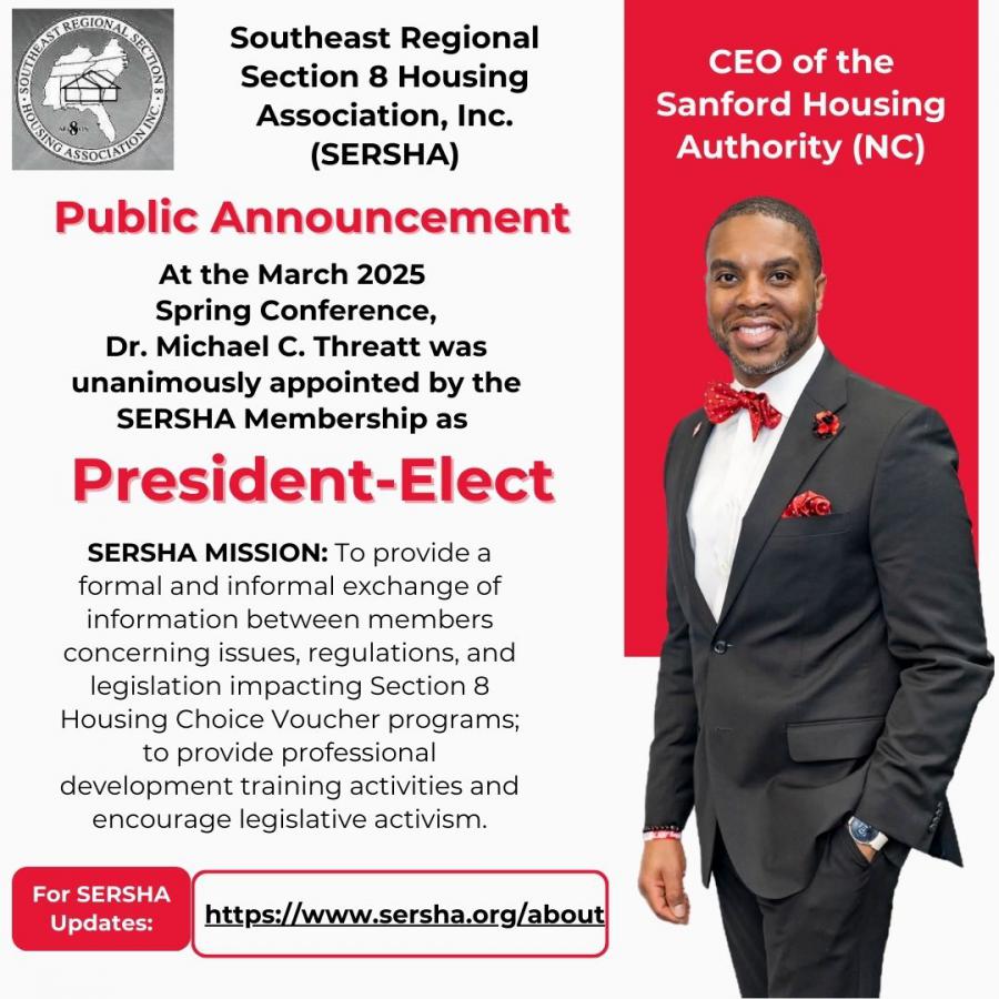 SERSHA membership names Dr. Michael C. Threatt as President-Elect
