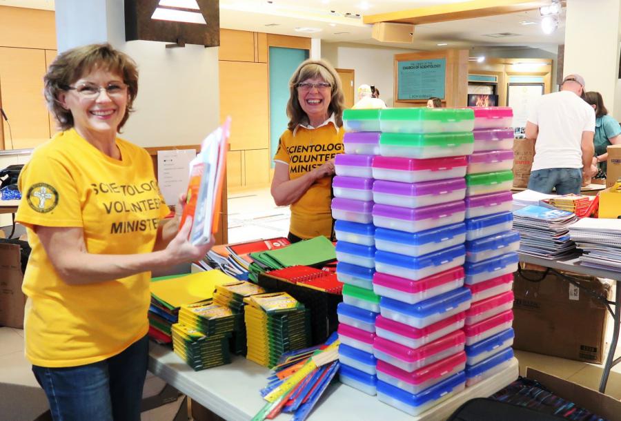 Scientology Volunteer Ministers of Seattle support the 6th annual backpack and school supplies drive.