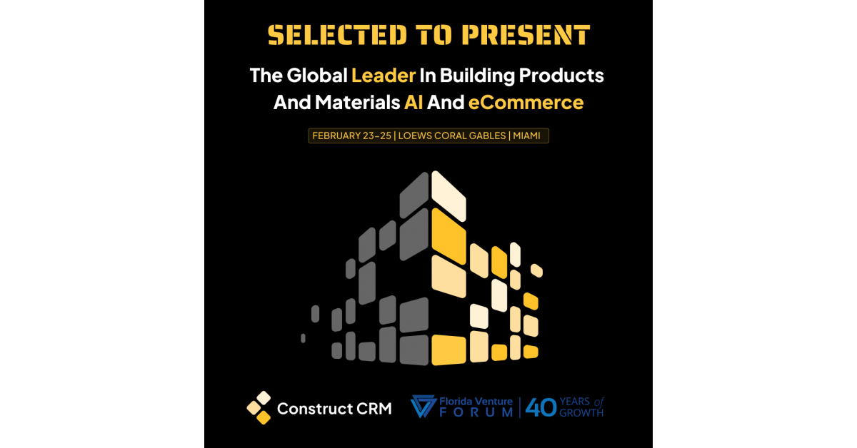 Construct CRM, AI-Powered eCommerce Platform, Selected to Speak at 2026 Florida Venture Capital Conference