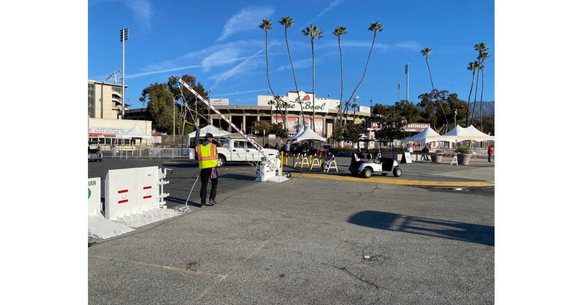 AT ROSE BOWL MERIDIAN BEAM GATES OPEN NEW AVENUE OF SECURITY