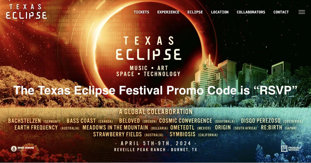 Texas Eclipse Festival Promo Code "RSVP"