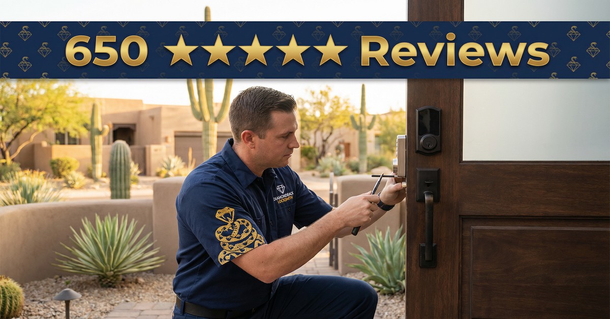 Diamondback Locksmith In Scottsdale Locksmith Passes 650 Five-Star Reviews!