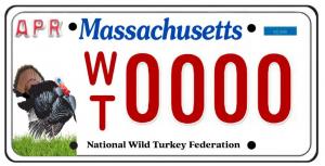 Image shows the new Massachusetts Turkey License Plate being proposed by the Massachusetts Chapter of the National Wild Turkey Federation. Funds generated will be used to support Conservation in Massachusetts