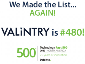 VALiNTRY Ranked as 480th Fastest Growing Company in North America on Deloitte’s 2019 Technology Fast 500™