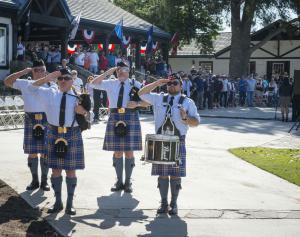 The ceremony began with a performance by a Scottish pipe band