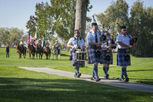 The pipe band was followed by a Sheriff's Department mounted posse.
