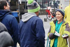 Handing out drug education booklets at the Seattle Seahawks home game