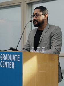 Abdul Tubman speaking at a City University of New York Black Male Initiative event.