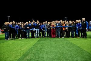 Mayor Dr. Victor D. Treviño joined city officials, youth athletes, and the Gomez family for the ceremonial ribbon cutting at the Juan Jose “JJ” Gomez Championship Field, celebrating the grand opening of the Buena Vista Sports Complex and a major investmen