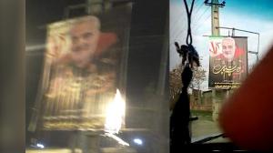 Iran - Tehran, Soleimani's picture burning