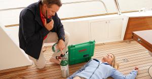 boater uses VHF radio to call for help with a medical emergency