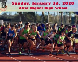 Runners enjoy the fast start and finish for the BRAVE RACE 5K on the track at Aliso Niguel High School, CA