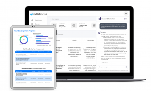 Picture of a MyMentor development plan and quarterly pulse survey results