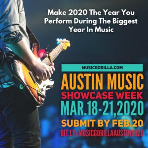 musicgorilla.com Austin 2020 Showcase 3/18-21 info: http://bit.ly/musicgorillaaustin2020