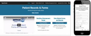 OfficeFLO® Workflow Management Portal and EntreUpload® secure online portal for uploading patient records on a mobile device