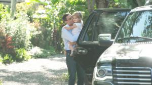 Eighteen days after Miami Mayor Francis Suarez revealed he tested positive for COVID19, he arrives home where he hugs and kisses daughter Gloriana after 44-year-old leader of America’s “Magic City” was released from quarantine following new test results t