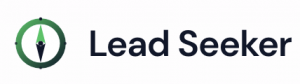 Lead Seeker logo — compass icon in green and white alongside bold dark navy wordmark on white background