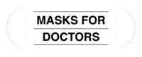 Masks for Doctors logo, a white mask with black text