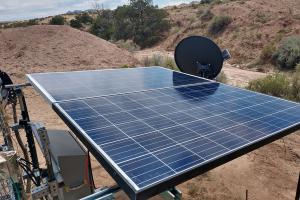 Photo of The WPM system is supported by solar power and satellite communications for 24/7 operability