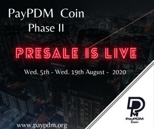 PayPDM is preparing for new investors through the announcement of an August 5th presale. This new round of investing will allow for the purchase of PayPDM’s official token, PayPDM Coin (PYD).