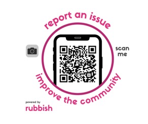 Residents can report an issue to the Community Clean Team by using this Rubbish QR code.