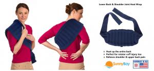 Microwavable heating wraps for lower back pain relief.  These heat wraps can help relieve shoulder joint pain associated with rotator cuff injury.