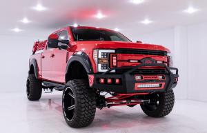 Red and black Ford F-250 truck build by Carlos Molina and Projekt Cars