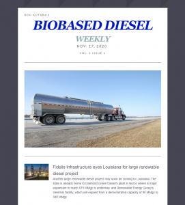 Biobased Diesel Daily's new weekly e-newsletter, Biobased Diesel Weekly, debuts Nov. 17