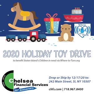 Image of 2020 Holiday Toy Drive Instagram Post with details recapitulated from the Press Release
