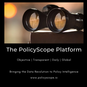 PolicyScope Platform logo; alternative data; conquer headline risk